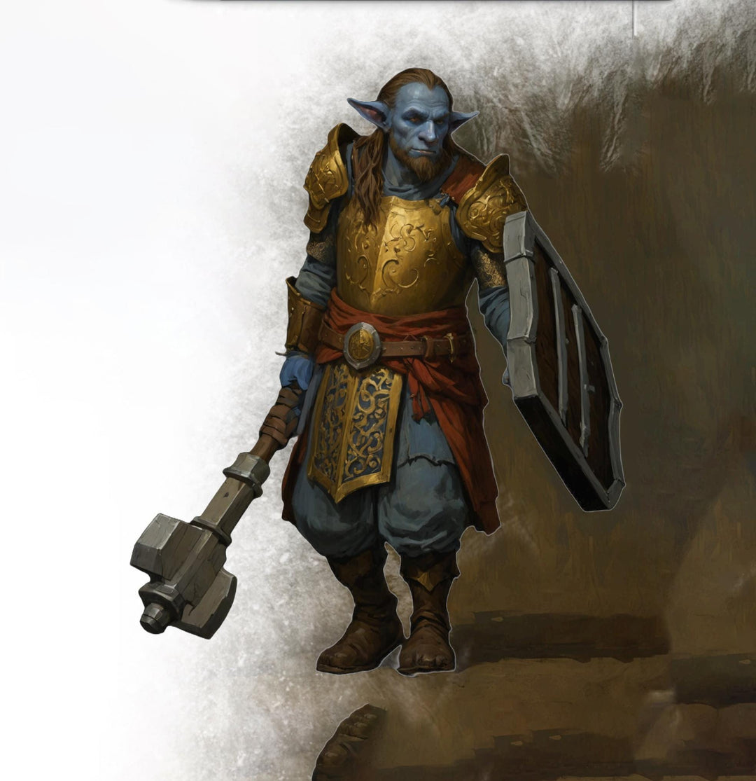 Firbolg Cleric, Fighter with Mace &amp; Shield | Miniature | 28mm, 32mm, 54mm, 75mm, 100mm Scales | Pathfinder Figure | DnD | Figurine unpainted