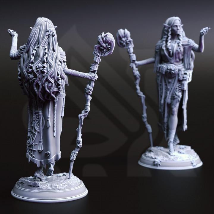 Dark Elf Female Cleric, Sorcerer, Wizard PC/ NPC Miniature | 28mm, 32mm,54mm,75mm, 100mm Scales | Dungeons and Dragons Pathfinder | DM Stash