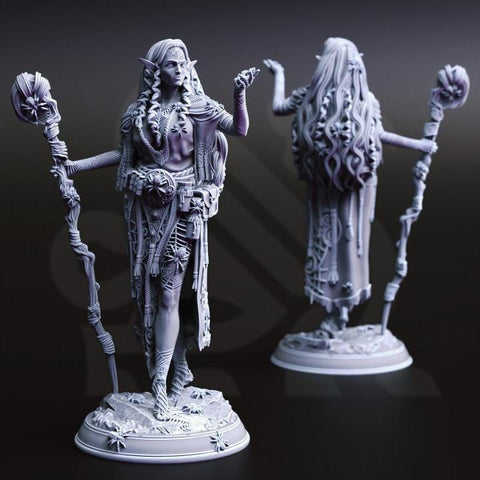 Dark Elf Female Cleric, Sorcerer, Wizard PC/ NPC Miniature | 28mm, 32mm,54mm,75mm, 100mm Scales | Dungeons and Dragons Pathfinder | DM Stash