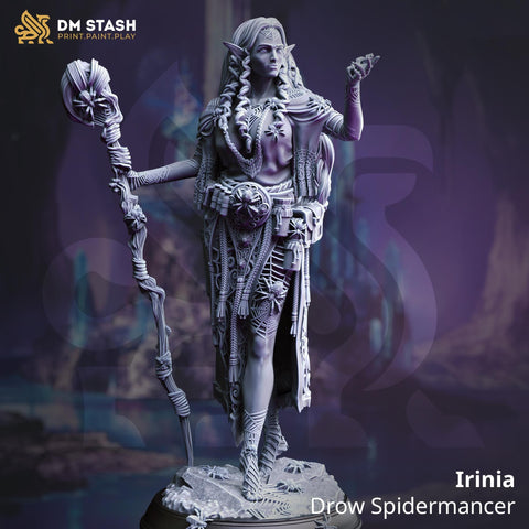 Dark Elf Female Cleric, Sorcerer, Wizard PC/ NPC Miniature | 28mm, 32mm,54mm,75mm, 100mm Scales | Dungeons and Dragons Pathfinder | DM Stash