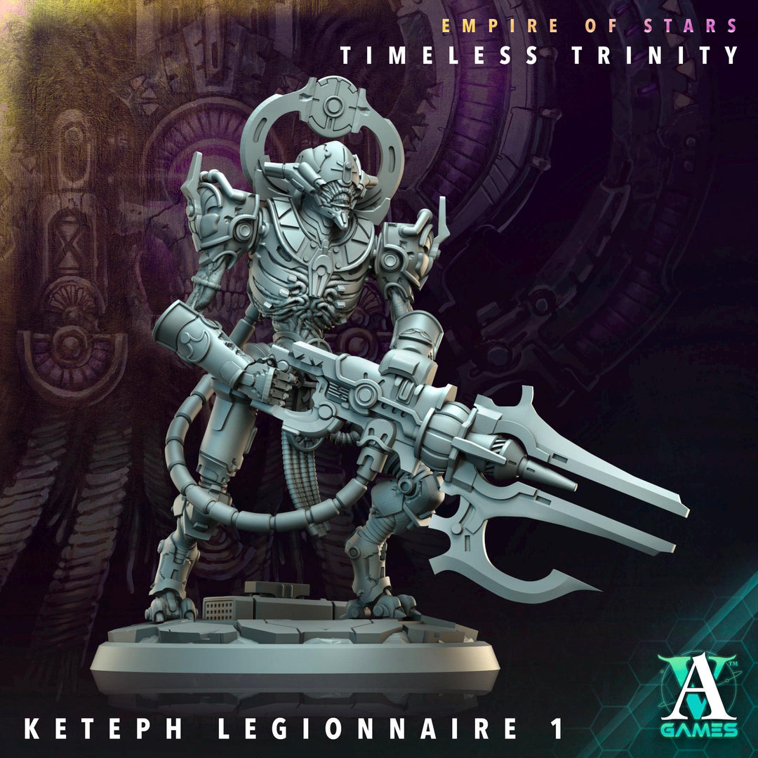 Sci-Fi Miniature Robot Legionnaire, Timeless Trinity | Base Diameter Sizes: 25mm,32mm, 50mm, 65mm,80mm | Resin Mini | Archvillain Games