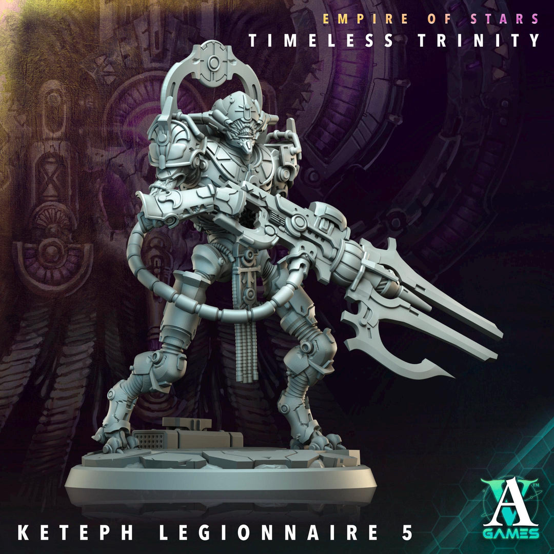 Sci-Fi Miniature Robot Legionnaire, Timeless Trinity | Base Diameter Sizes: 25mm,32mm, 50mm, 65mm,80mm | Resin Mini | Archvillain Games