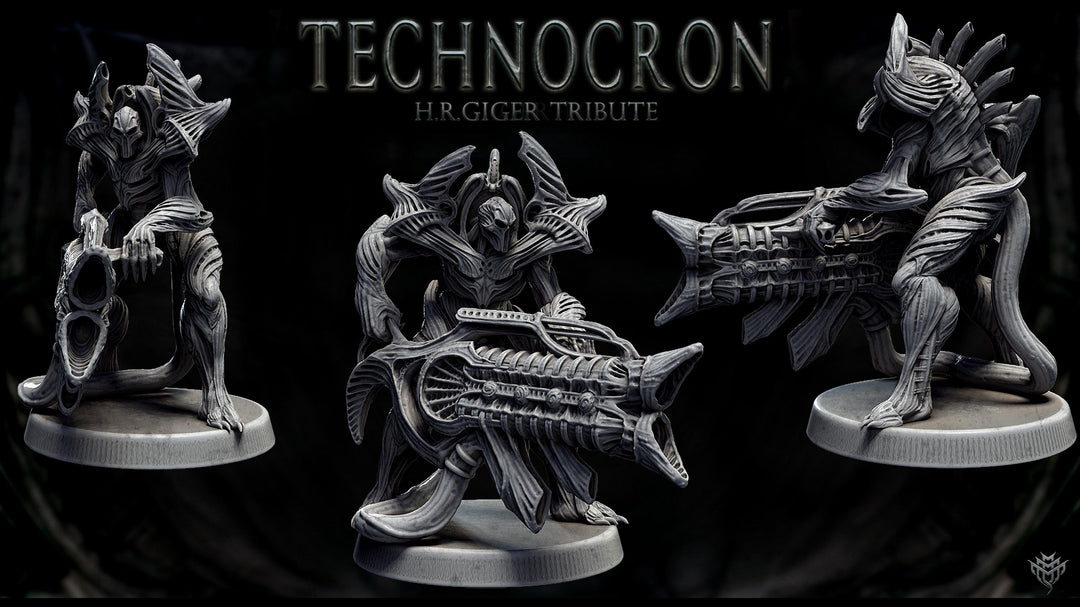 Sci-Fi Miniature Robot Infantry, H.R Giger Style | Base Diameter Sizes: 25mm,32mm, 50mm, 65mm,80mm | Resin Mini | Mini Monster Mayhem