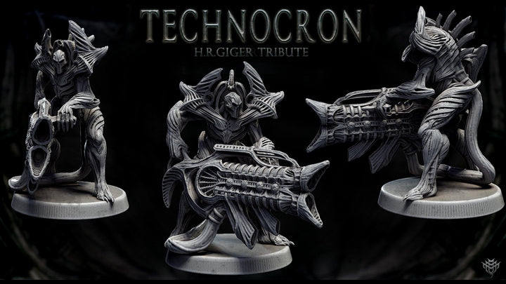 Sci-Fi Miniature Robot Infantry, H.R Giger Style | Base Diameter Sizes: 25mm,32mm, 50mm, 65mm,80mm | Resin Mini | Mini Monster Mayhem