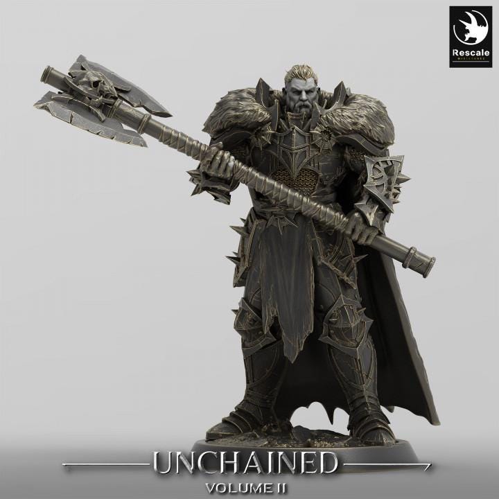 Human Ranger, Fighter Greataxe PC / NPC, DnD 5e Unpainted Mini| 28mm, 32mm,54mm,75mm,100mm Scales | Dungeons &amp; Dragons