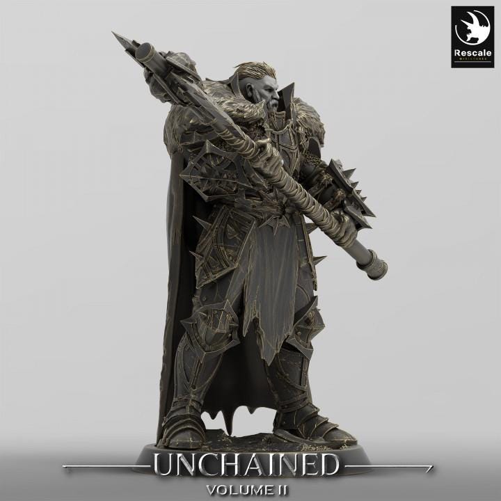 Human Ranger, Fighter Greataxe PC / NPC, DnD 5e Unpainted Mini| 28mm, 32mm,54mm,75mm,100mm Scales | Dungeons &amp; Dragons