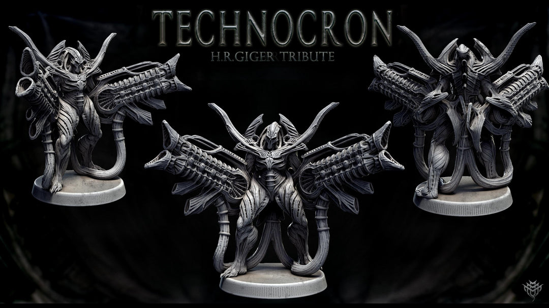 Sci-Fi Miniature Robot Infantry, H.R Giger Style | Base Diameter Sizes: 25mm,32mm, 50mm, 65mm,80mm | Resin Mini | Mini Monster Mayhem