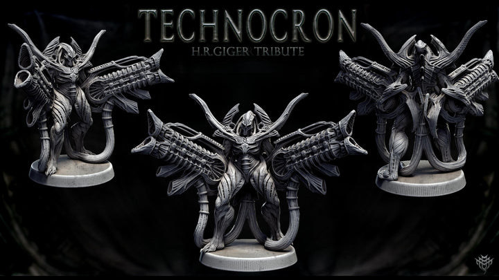 Sci-Fi Miniature Robot Infantry, H.R Giger Style | Base Diameter Sizes: 25mm,32mm, 50mm, 65mm,80mm | Resin Mini | Mini Monster Mayhem
