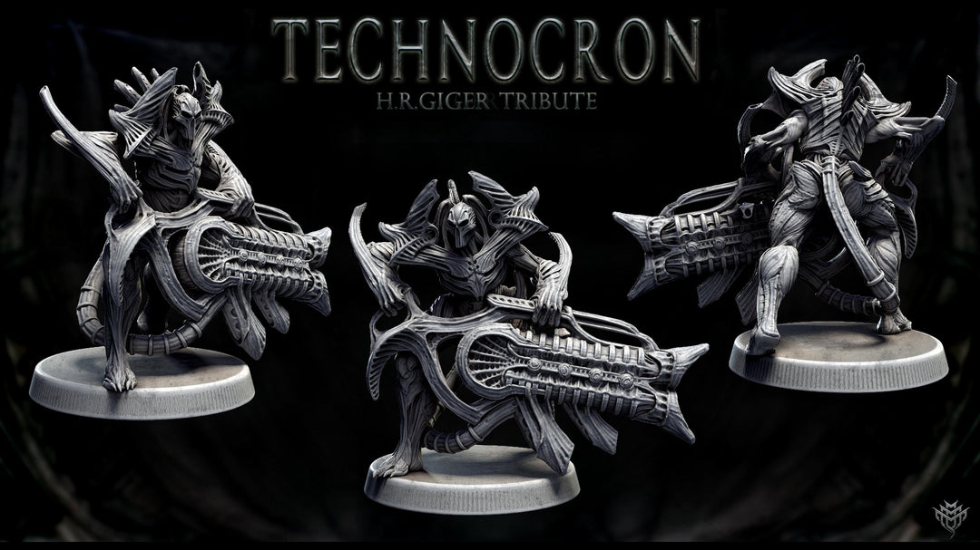 Sci-Fi Miniature Robot Infantry, H.R Giger Style | Base Diameter Sizes: 25mm,32mm, 50mm, 65mm,80mm | Resin Mini | Mini Monster Mayhem