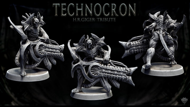 Sci-Fi Miniature Robot Infantry, H.R Giger Style | Base Diameter Sizes: 25mm,32mm, 50mm, 65mm,80mm | Resin Mini | Mini Monster Mayhem