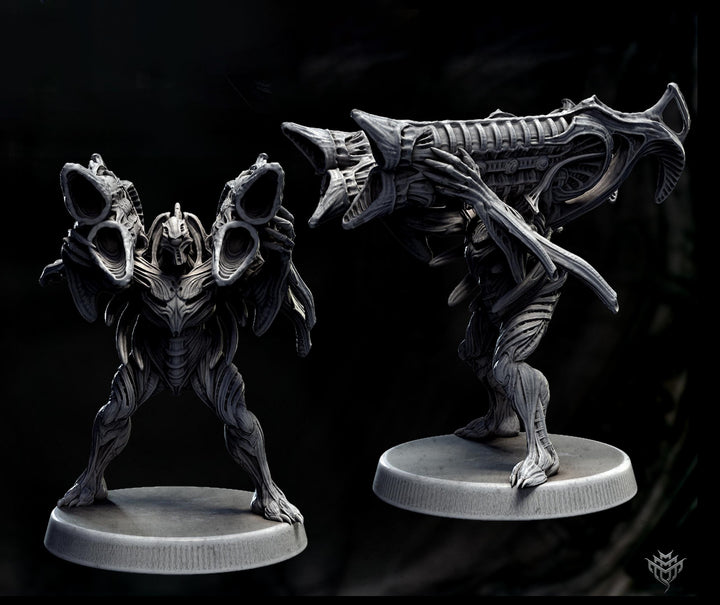 Sci-Fi Miniature Robot Infantry, H.R Giger Style | Base Diameter Sizes: 25mm,32mm, 50mm, 65mm,80mm | Resin Mini | Mini Monster Mayhem