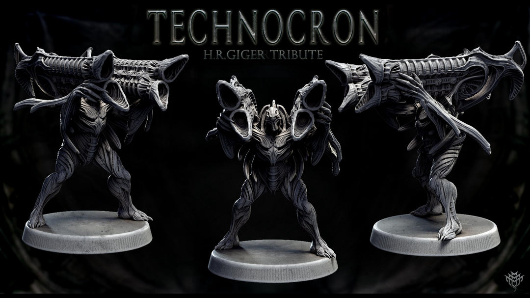 Sci-Fi Miniature Robot Infantry, H.R Giger Style | Base Diameter Sizes: 25mm,32mm, 50mm, 65mm,80mm | Resin Mini | Mini Monster Mayhem