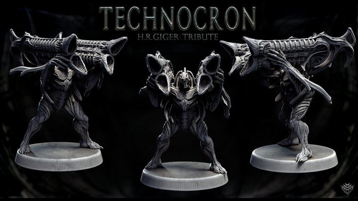 Sci-Fi Miniature Robot Infantry, H.R Giger Style | Base Diameter Sizes: 25mm,32mm, 50mm, 65mm,80mm | Resin Mini | Mini Monster Mayhem