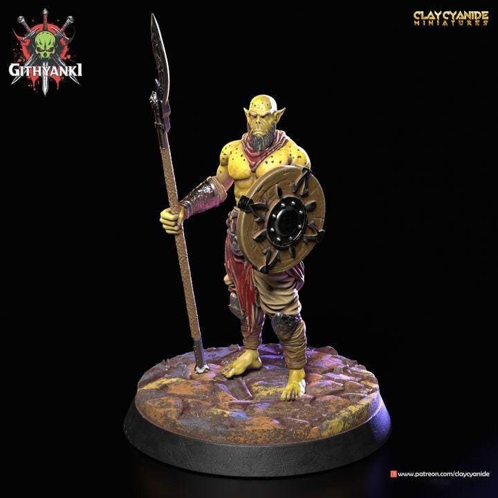 Githyanki Fighter Warrior Polearm and Shield UNPAINTED Resin Miniature | 28mm, 32mm,54mm,75mm,100mm Scale |Dungeons &amp; Dragons |Clay Cyanide