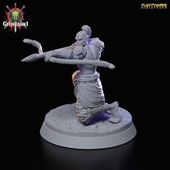 Githyanki Fighter Warrior with Bow UNPAINTED Resin Miniature | 28mm, 32mm,54mm,75mm,100mm Scale |Dungeons &amp; Dragons| Clay Cyanide
