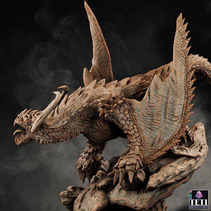 Wyvern (4 sizes) D&amp;D Miniature | Young, Adult, Huge, Gargantuan (183mm High) | Resin Statue| Figurine | Dungeons and Dragons 5e