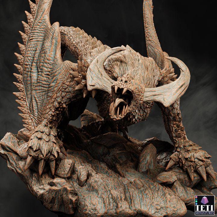 Wyvern (4 sizes) D&amp;D Miniature | Young, Adult, Huge, Gargantuan (183mm High) | Resin Statue| Figurine | Dungeons and Dragons 5e