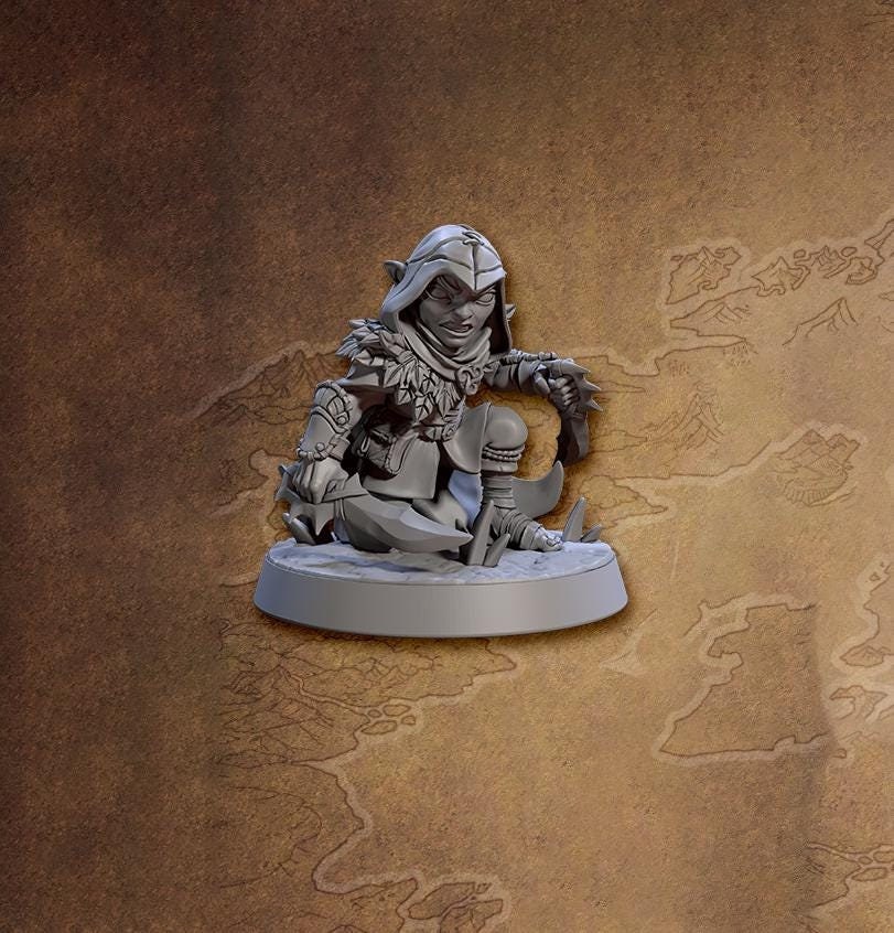 Halfling Gnome Rogue ,Ranger,Fighter Short Sword and Dagger PC NPC | Dungeons & Dragons| 28mm,32mm,54mm,75mm Scales Pathfinder Artisan Guild
