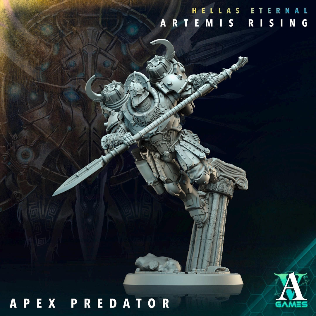 Sci-Fi Miniature Space Knight, Hellas Eternal Artemis Apex Predator | 28mm,32mm, 54mm, 75mm,100mm Scales | Resin Mini | Archvillain Games