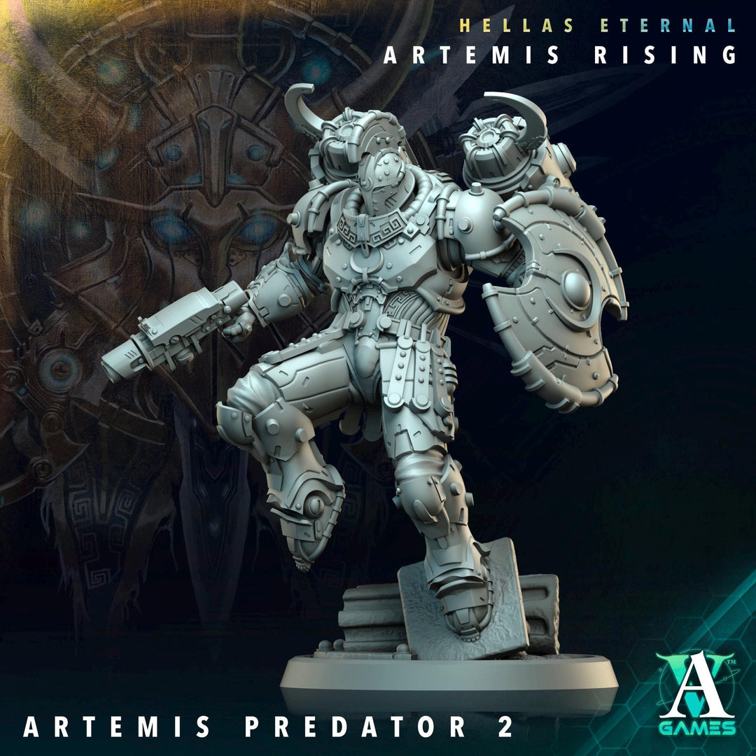 Sci-Fi Miniature Space Knight, Hellas Eternal Artemis Predator | 28mm,32mm, 54mm, 75mm,100mm Scales | Resin Mini | Archvillain Games