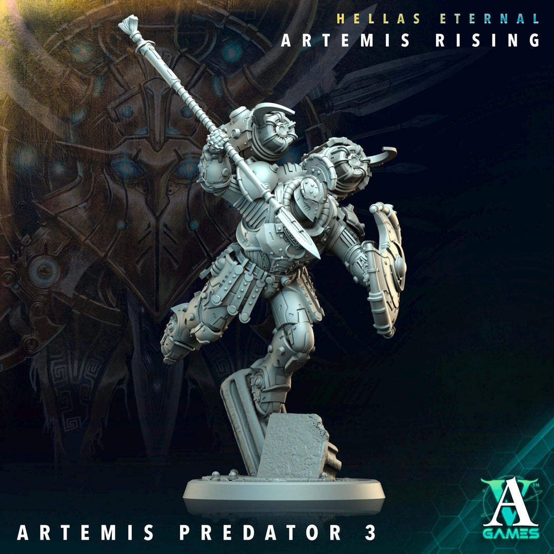 Sci-Fi Miniature Space Knight, Hellas Eternal Artemis Predator | 28mm,32mm, 54mm, 75mm,100mm Scales | Resin Mini | Archvillain Games