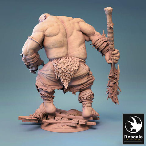 Ogre Chieftain, Half-Orc | 28mm, 32mm,54mm,75mm,100mm Scales | Fantasy Tabletop Mini -D&D 5e Pathfinder Figurine | Rescale Miniatures