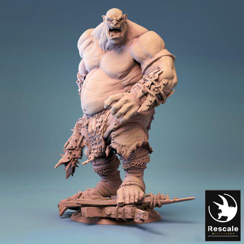 Ogre Chieftain, Half-Orc | 28mm, 32mm,54mm,75mm,100mm Scales | Fantasy Tabletop Mini -D&D 5e Pathfinder Figurine | Rescale Miniatures