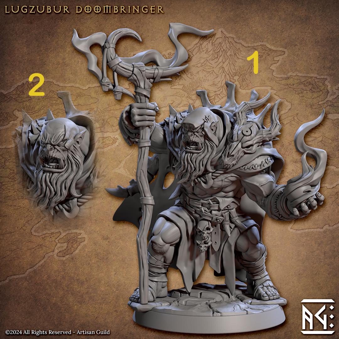 Orc Druid Shaman Wizard | Half Orc PC (2 options) DnD | 28mm, 32mm, 54mm, 75mm, 100mm Scale Miniature | Dungeons and Dragons | Artisan Guild