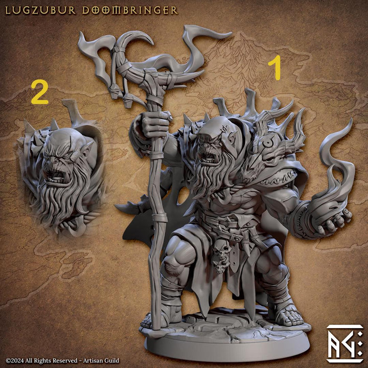 Orc Druid Shaman Wizard | Half Orc PC (2 options) DnD | 28mm, 32mm, 54mm, 75mm, 100mm Scale Miniature | Dungeons and Dragons | Artisan Guild