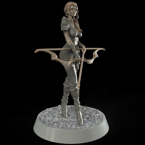 Female Elf, Human Fighter Ranger Sharpshooter, Mini | 28mm,32mm,54mm,75mm,100mm Scale | Resin Dungeons and Dragons D&D 5e | Pathfinder