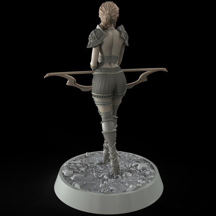 Female Elf, Human Fighter Ranger Sharpshooter, Mini | 28mm,32mm,54mm,75mm,100mm Scale | Resin Dungeons and Dragons D&amp;D 5e | Pathfinder