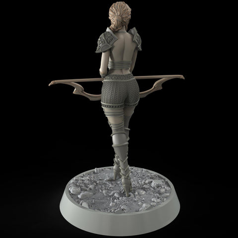 Female Elf, Human Fighter Ranger Sharpshooter, Mini | 28mm,32mm,54mm,75mm,100mm Scale | Resin Dungeons and Dragons D&D 5e | Pathfinder