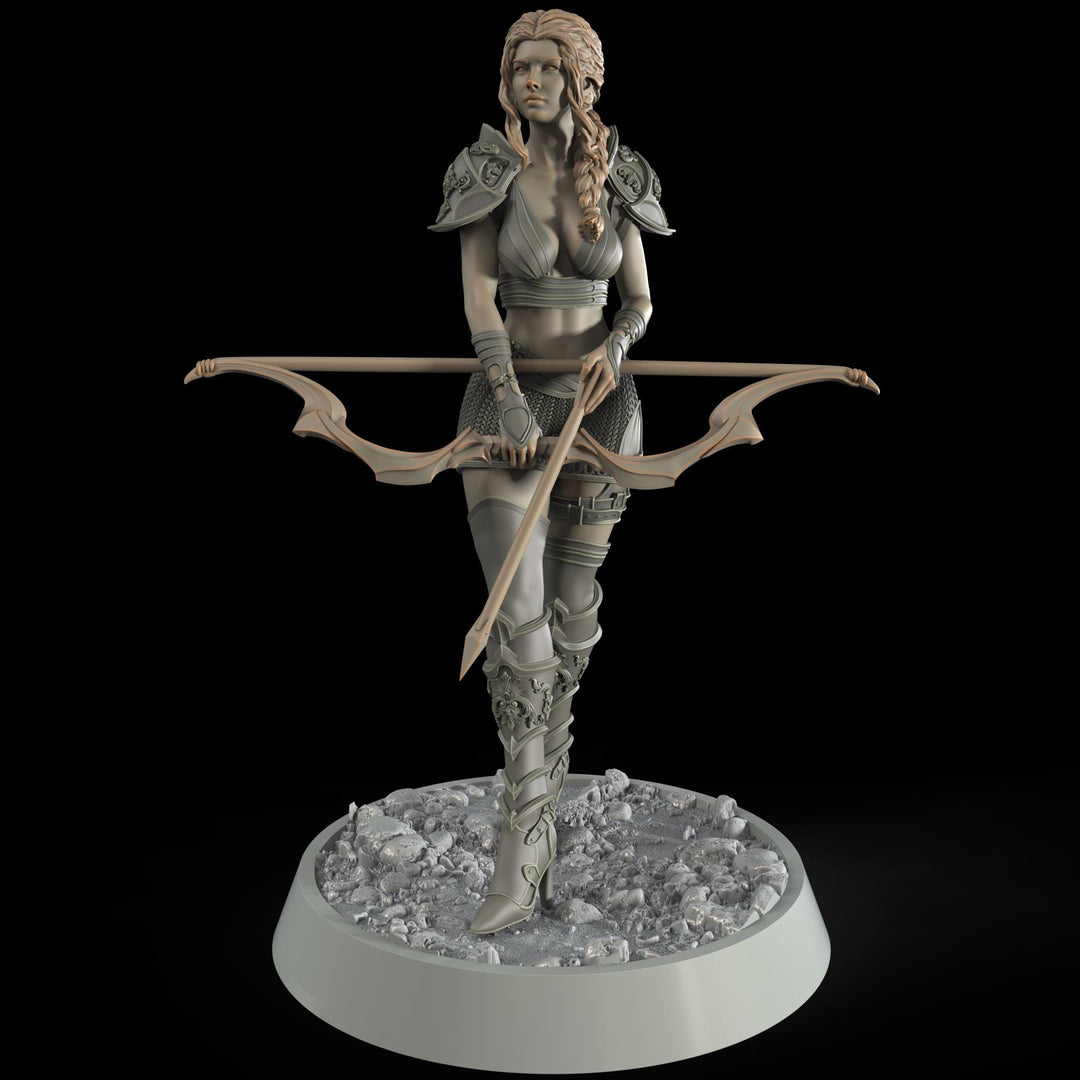 Female Elf, Human Fighter Ranger Sharpshooter, Mini | 28mm,32mm,54mm,75mm,100mm Scale | Resin Dungeons and Dragons D&amp;D 5e | Pathfinder