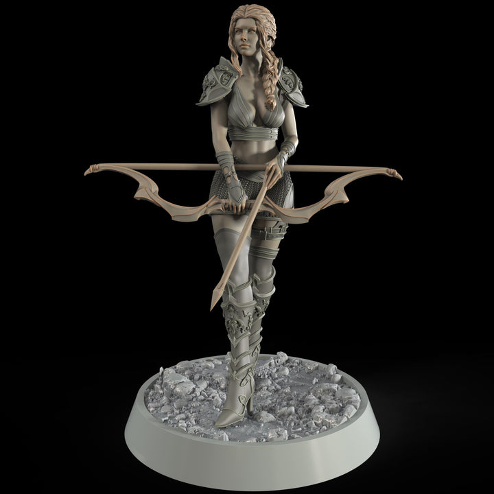 Female Elf, Human Fighter Ranger Sharpshooter, Mini | 28mm,32mm,54mm,75mm,100mm Scale | Resin Dungeons and Dragons D&amp;D 5e | Pathfinder
