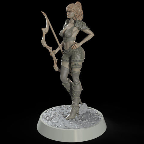 Female Elf, Human Fighter Ranger Sharpshooter, Mini | 28mm,32mm,54mm,75mm,100mm Scale | Resin Dungeons and Dragons D&D 5e | Pathfinder