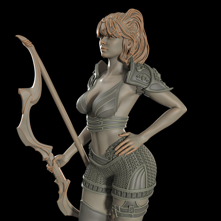 Female Elf, Human Fighter Ranger Sharpshooter, Mini | 28mm,32mm,54mm,75mm,100mm Scale | Resin Dungeons and Dragons D&amp;D 5e | Pathfinder
