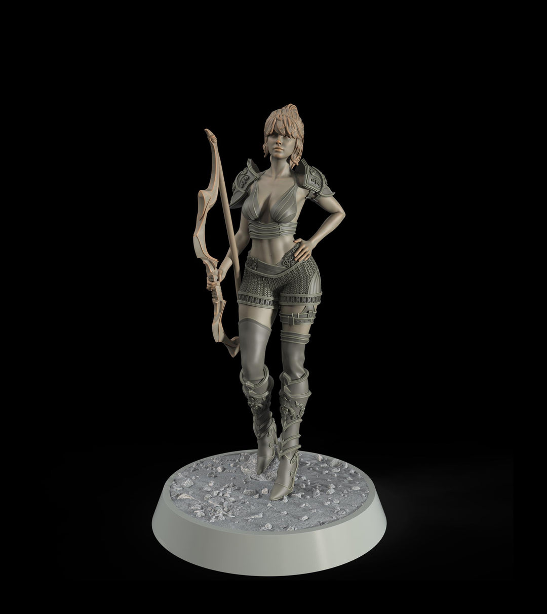 Female Elf, Human Fighter Ranger Sharpshooter, Mini | 28mm,32mm,54mm,75mm,100mm Scale | Resin Dungeons and Dragons D&D 5e | Pathfinder