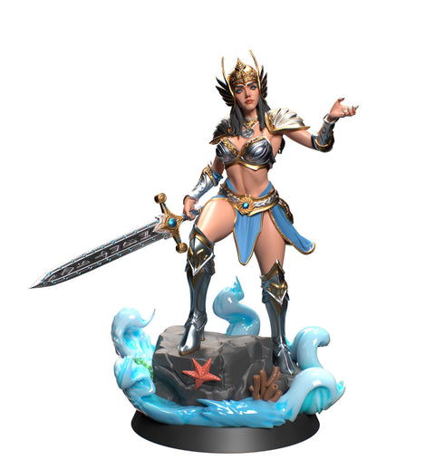 Female Fighter, Paladin Sword Master | PC NPC Unpainted mini | also Topless NSFW | 28mm, 32mm,54mm,75mm,100mm Scale |Dungeons & Dragons 5e