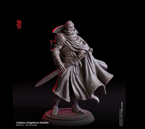 Warforged Paladin, Fighter, Sword | 28mm,32mm,54mm,75mm,100mm Scale Resin Miniature | Dungeons and Dragons D&D 5e Pathfinder | Flesh of Gods