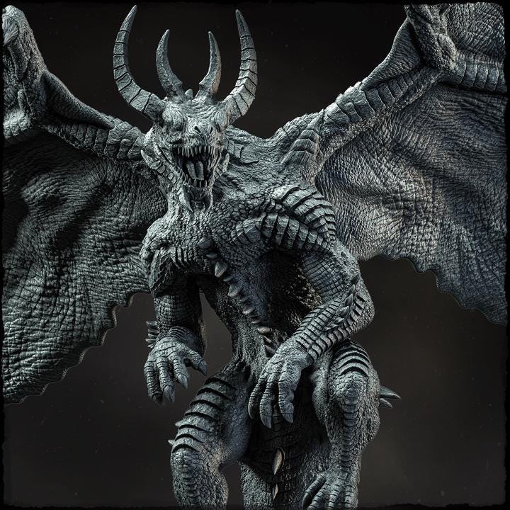 Chromatic Dragon (4 sizes) D&D Miniature | 230mm Height, 220mm Wing Span | Resin Dragon Statue | Figurine | Dungeons and Dragons 5e