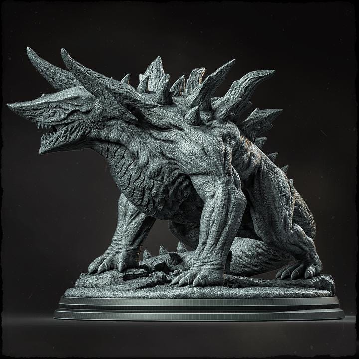 Kaiju, Behemoth, Tarrasque (4 sizes) D&amp;D Miniature | Torso 120mm Long, 80mm Height | Resin Statue | Figurine | Dungeons and Dragons 5e
