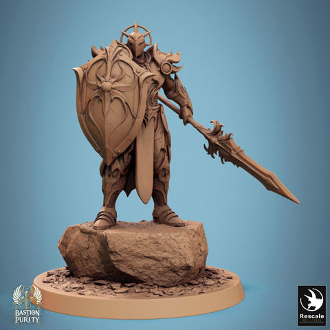 Human Paladin, Fighter Helm or No Helm, Sword n Spear PC / NPC, DnD 5e Unpainted Mini| 28mm, 32mm,54mm,75mm,100mm Scales |Dungeons & Dragons