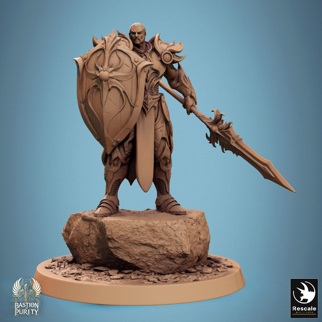 Human Paladin, Fighter Helm or No Helm, Sword n Spear PC / NPC, DnD 5e Unpainted Mini| 28mm, 32mm,54mm,75mm,100mm Scales |Dungeons &amp; Dragons