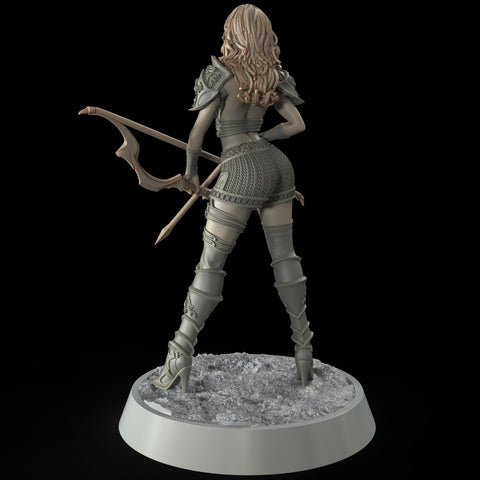 Female Sexy Human Fighter Ranger Sharpshooter, Unpainted | 28mm,32mm,54mm,75mm,100mm Scale | Resin Dungeons and Dragons D&D 5e | Pathfinder