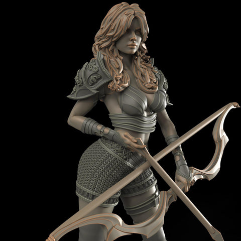 Female Sexy Human Fighter Ranger Sharpshooter, Unpainted | 28mm,32mm,54mm,75mm,100mm Scale | Resin Dungeons and Dragons D&D 5e | Pathfinder
