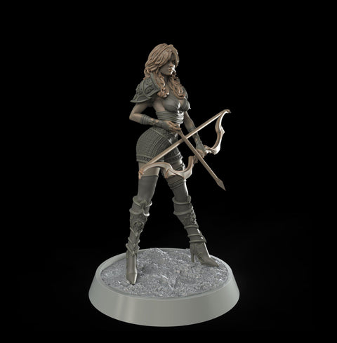Female Sexy Human Fighter Ranger Sharpshooter, Unpainted | 28mm,32mm,54mm,75mm,100mm Scale | Resin Dungeons and Dragons D&D 5e | Pathfinder