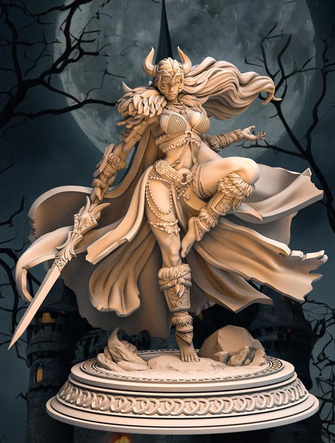 Human Female Barbarian, Fighter, Ranger PC NPC Miniature NSFW Topless versions | 28mm,32mm,54mm,75mm,100mm Scales |Dungeons & Dragons DnD 5e