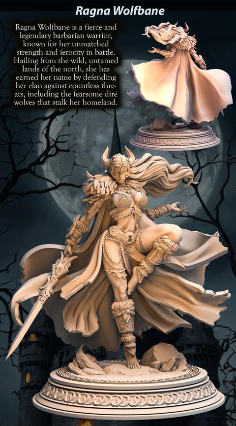 Human Female Barbarian, Fighter, Ranger PC NPC Miniature NSFW Topless versions | 28mm,32mm,54mm,75mm,100mm Scales |Dungeons & Dragons DnD 5e