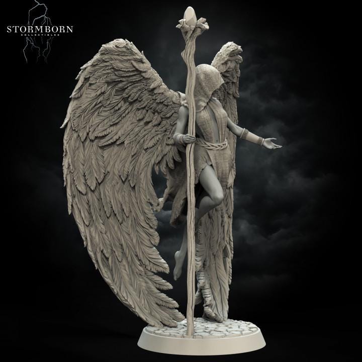 Female Celestial Angel PC NPC D&amp;D Miniature | 28mm, 32mm, 54mm,75mm, 100mm Scales | Pathfinder Figure | Figurine unpainted | RPG Gift Idea