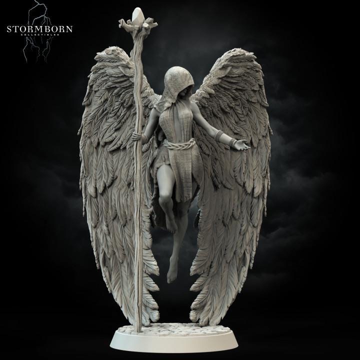 Female Celestial Angel PC NPC D&amp;D Miniature | 28mm, 32mm, 54mm,75mm, 100mm Scales | Pathfinder Figure | Figurine unpainted | RPG Gift Idea